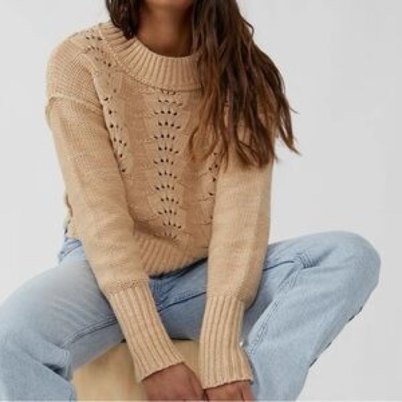 Free People Bell Song Pullover Sweater in Sandcastle Tan Size Small - Picture 1 of 4